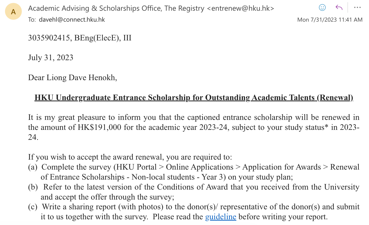 HKU Foundation for Outstanding Academic Talents